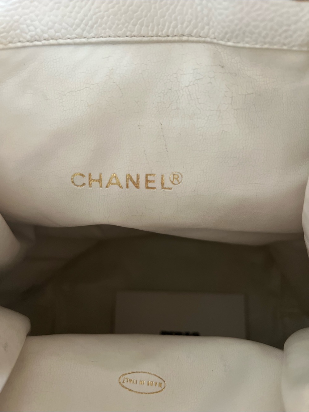 Vintage CHANEL Timeless Drawstring Sling Crossbody Backpack Caviar Medium White - Picture 11 of 15